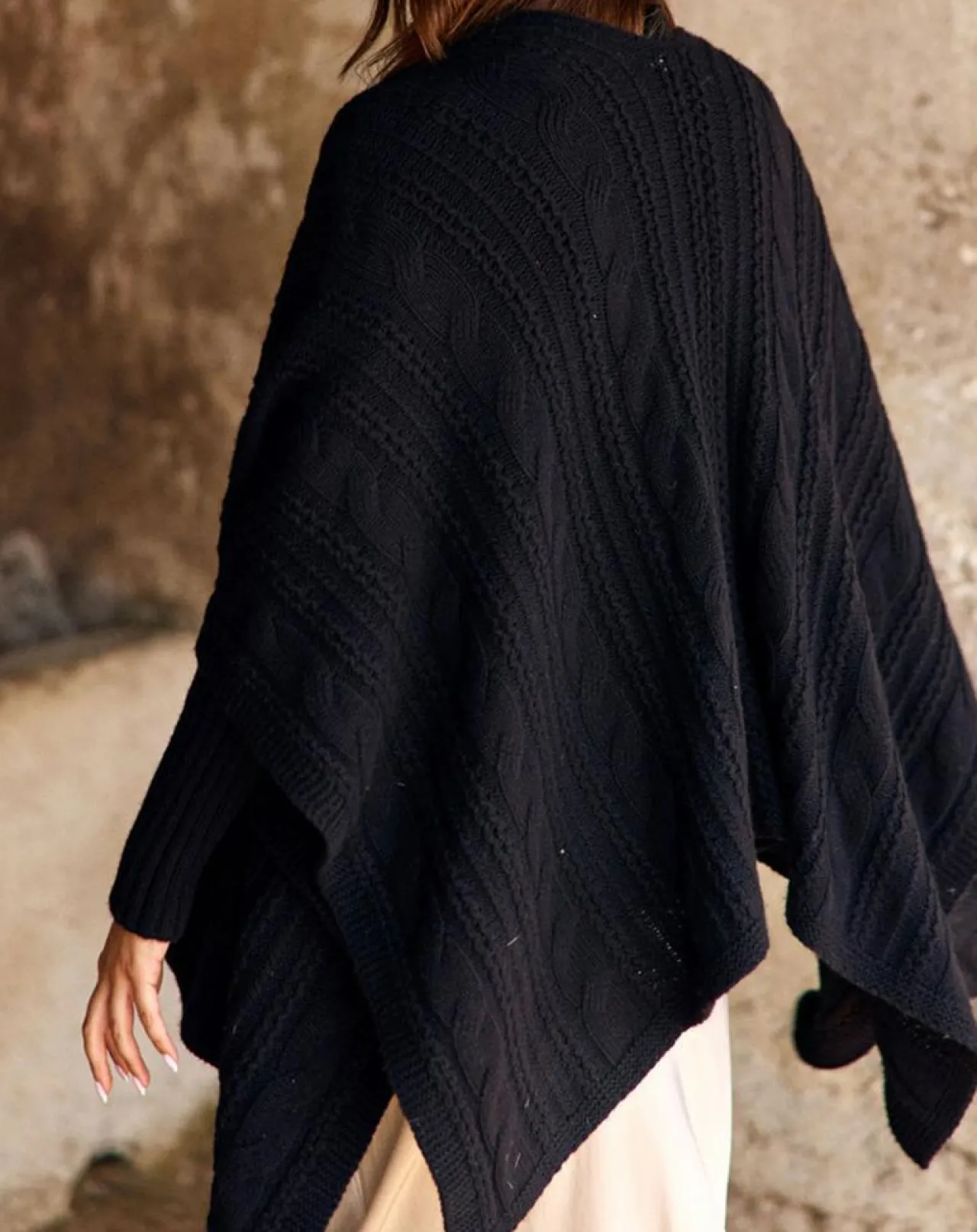 Poncho en Laine & Cachemire Roca noir