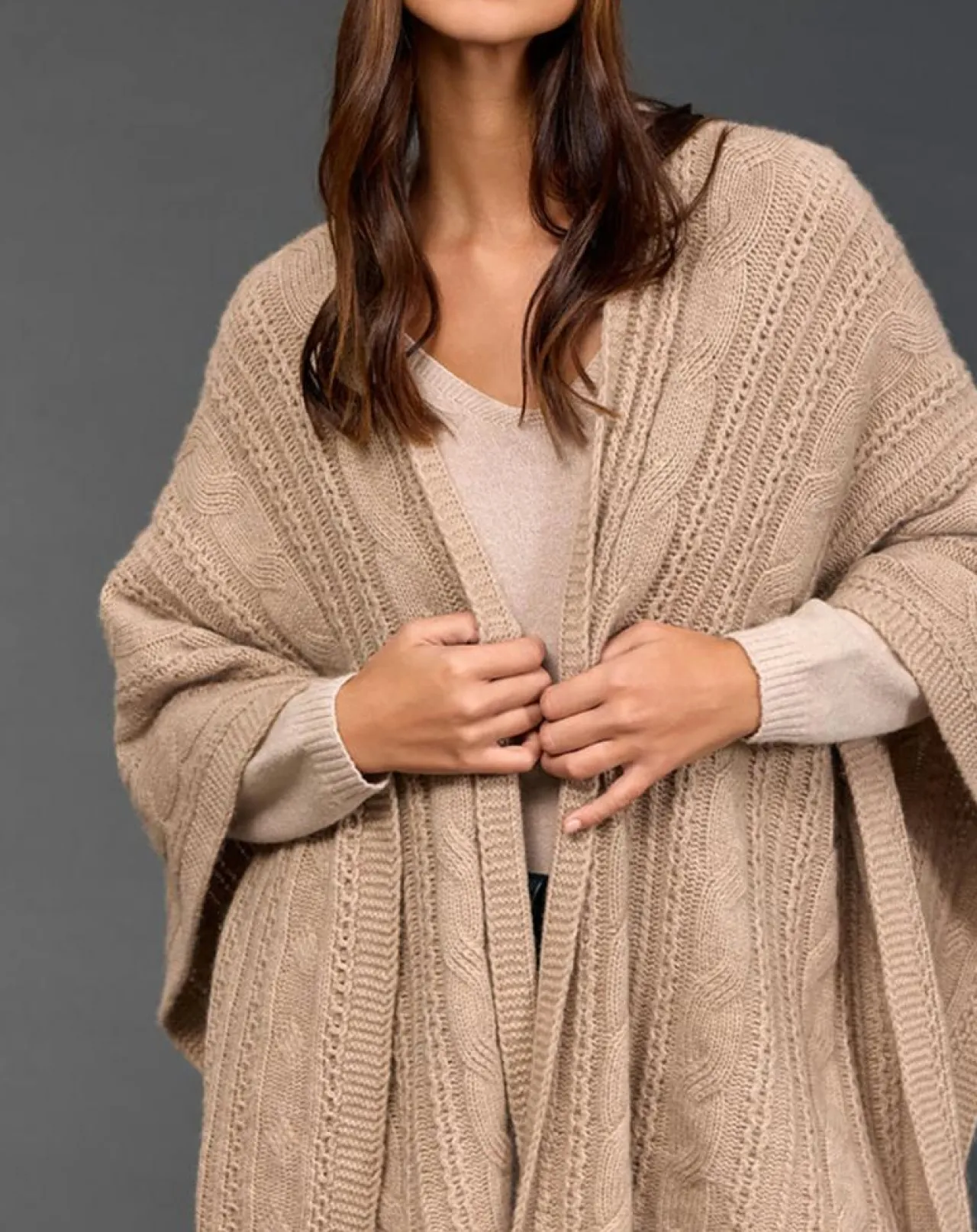 Poncho en Laine & Cachemire Roca sable