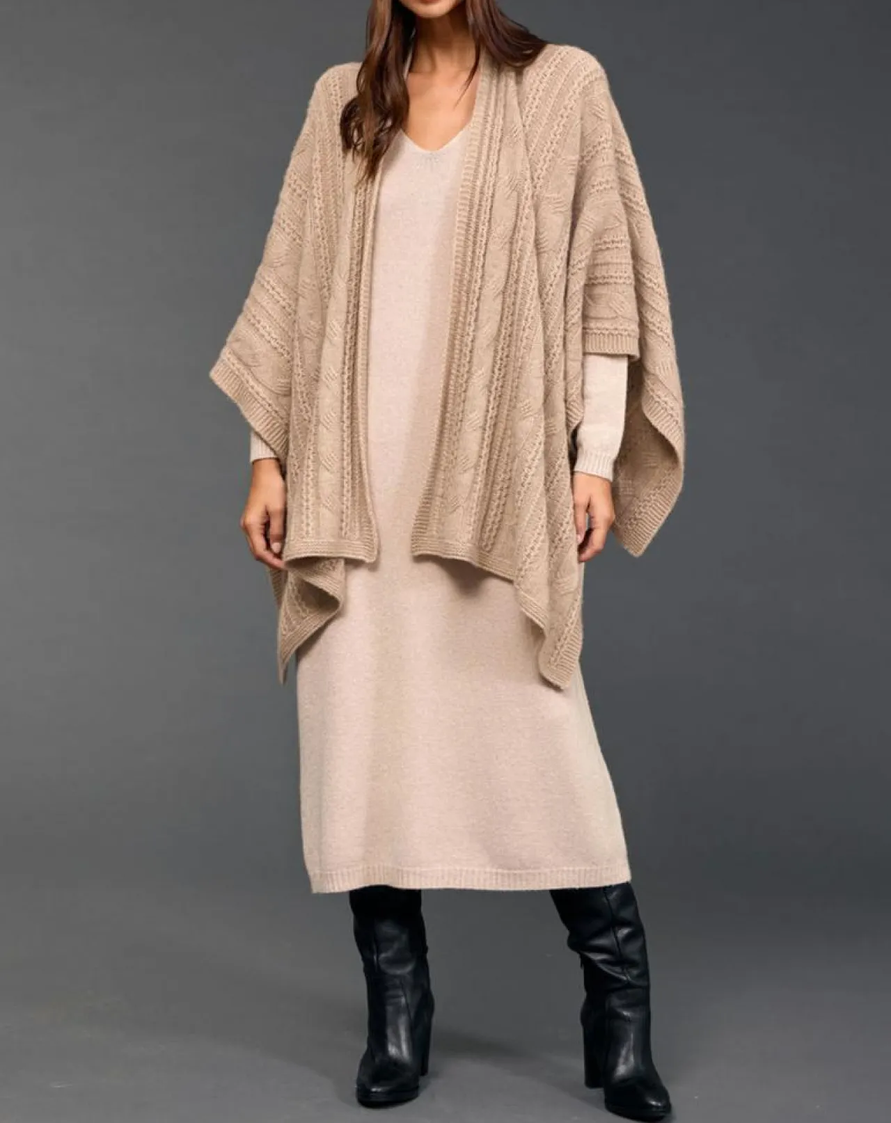 Poncho en Laine & Cachemire Roca sable