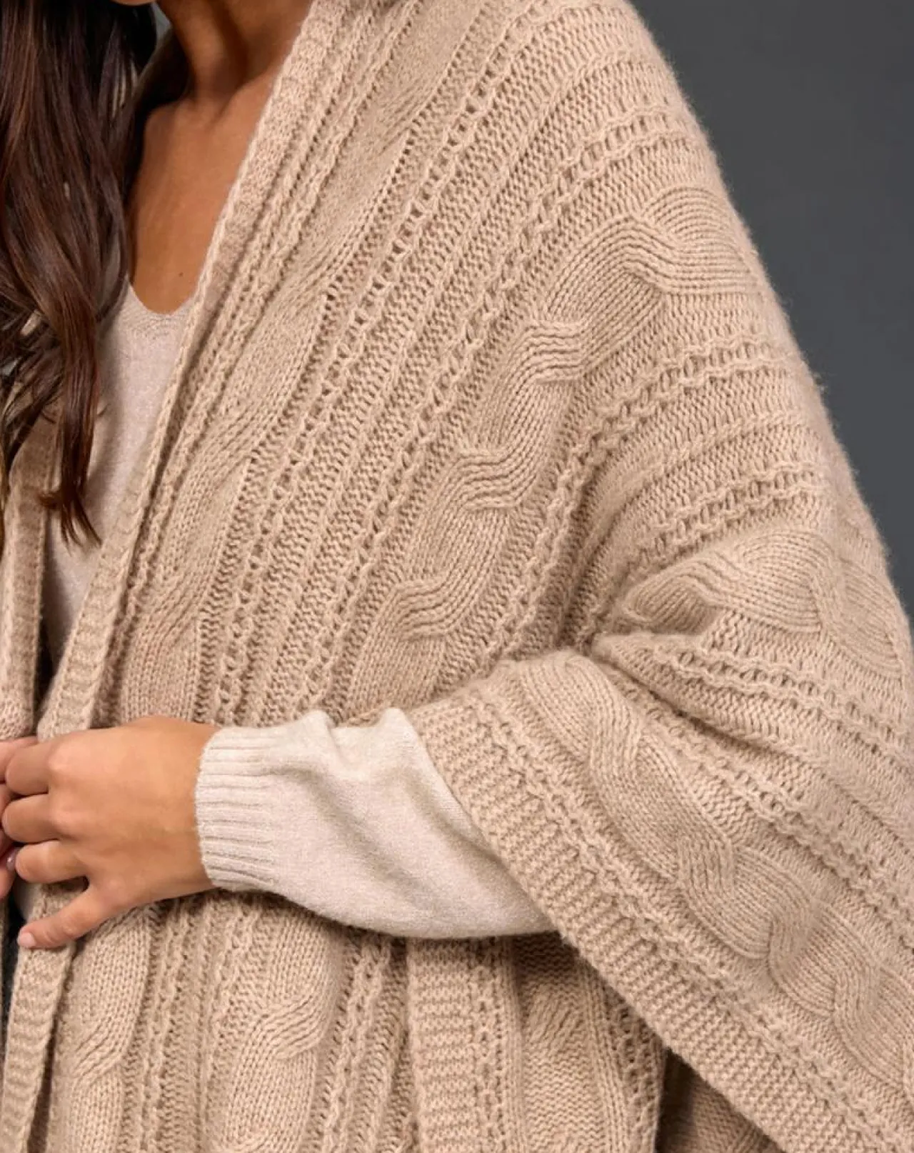 Poncho en Laine & Cachemire Roca sable