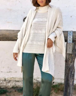 Poncho en Laine & Cachemire Roca crème