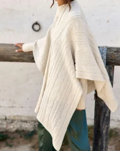 Poncho en Laine & Cachemire Roca crème