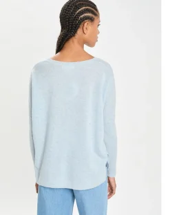 Poncho large 100% Cachemire col rond Alizée icy blue