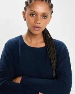 Poncho large 100% Cachemire col rond Alizée nuit