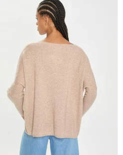 Poncho large 100% Cachemire col V Emma chestnut