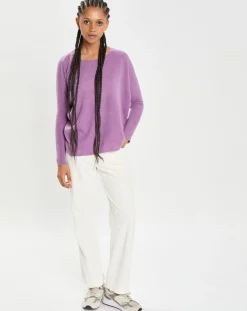 Poncho large 100% Cachemire col rond Alizée orchidée