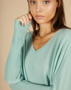 Poncho large 100% Cachemire Emma col V amande