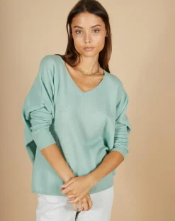 Poncho large 100% Cachemire Emma col V amande