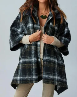 Poncho Tylan à carreaux noir