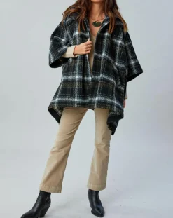 Poncho Tylan à carreaux noir