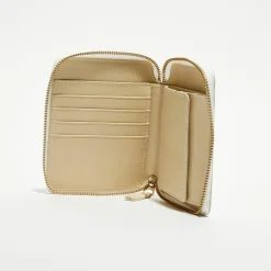 Portefeuille classique en Cuir blanc cassé - 12.5x10.5 cm