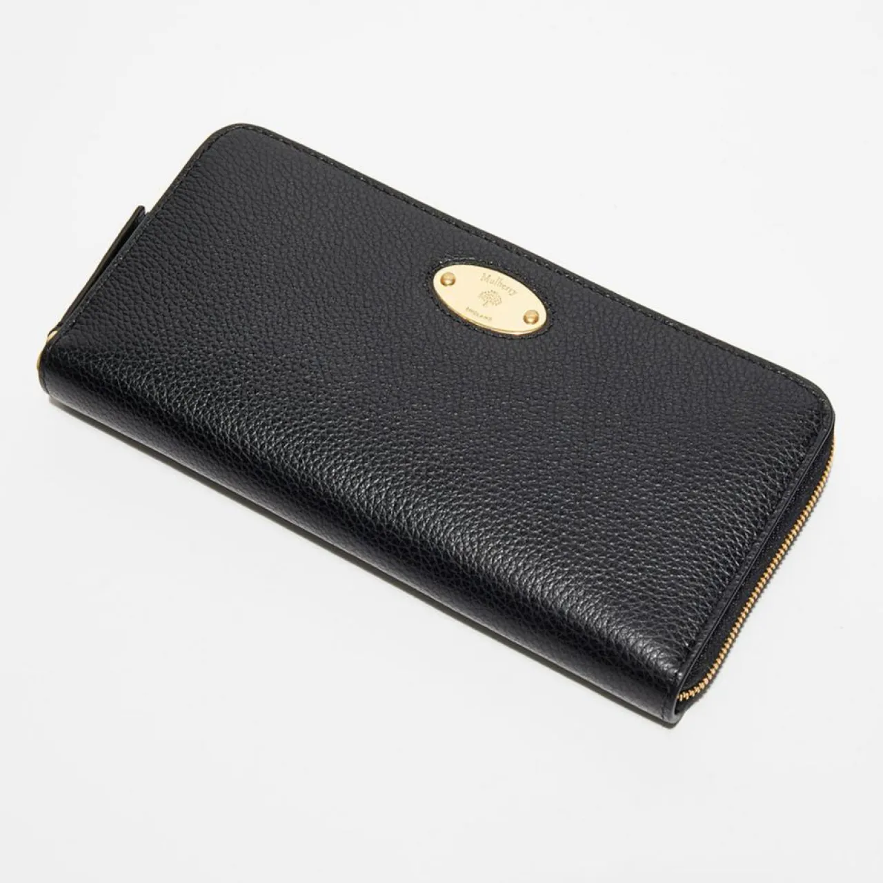 Portefeuille en Cuir Mulberry Plaque noir - 9.5x19 cm