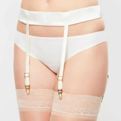 Porte-jarretelles en Soie mélangée Feline Chic écru