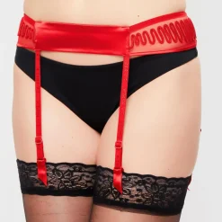 Porte-jarretelles en Soie mélangée Flame Soutache rubis