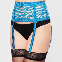 Porte-jarretelles en Soie mélangée Desert Rose bleu canard