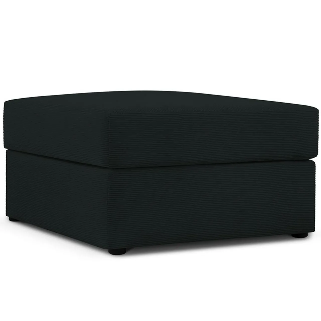 Pouf Quince Velours côtelé noir - 64x64x37 cm