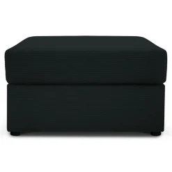Pouf Quince Velours côtelé noir - 64x64x37 cm