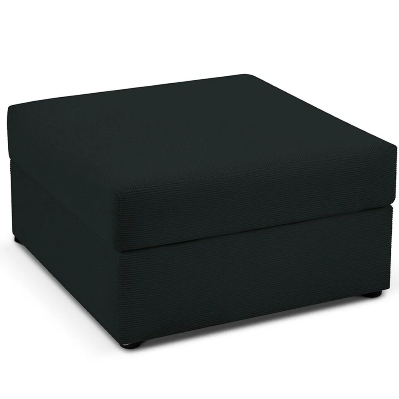 Pouf Quince Velours côtelé noir - 64x64x37 cm