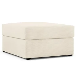 Pouf Quince Velours côtelé beige clair - 64x64x37 cm
