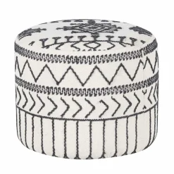 Pouf tribal 45 cm de haut Acacia M&M offer Gris argent - 60x60x45 cm
