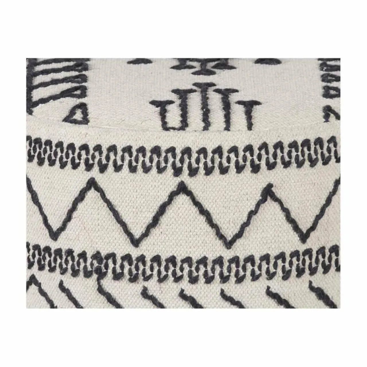 Pouf tribal 45 cm de haut Acacia M&M offer Gris argent - 60x60x45 cm