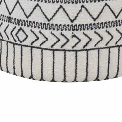 Pouf tribal rond 90 cm Acacia M&M offer Gris argent - 90x90x45 cm
