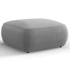 Pouf Velours Jasmin gris - 75x75x36 cm
