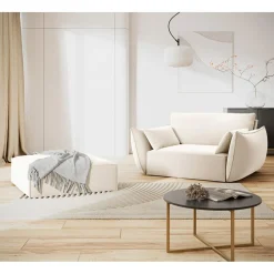 Pouf Velours Vanda beige clair - 100x80x36 cm