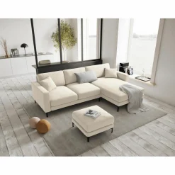 Pouf Velours Venus beige clair - 65x65x47 cm