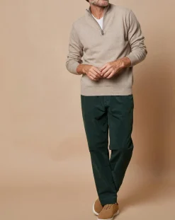 Pull 100% 4 fils Cachemire John col camionneur beige foncé/taupe