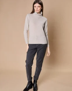 Pull 100% Cachemire 4 fils Audrey col roulé beige clair