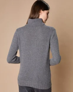Pull 100% Cachemire 4 fils Audrey col roulé anthracite