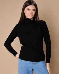 Pull 100% Cachemire 4 fils Audrey col roulé noir
