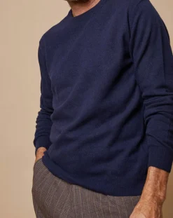 Pull 100% Cachemire 4 fils Harry col rond bleu marine