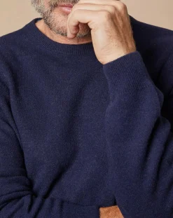 Pull 100% Cachemire 4 fils Harry col rond bleu marine