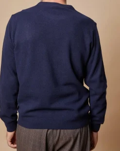 Pull 100% Cachemire 4 fils Harry col rond bleu marine