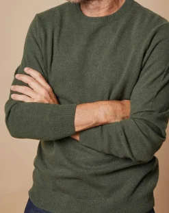 Pull 100% Cachemire 4 fils Harry col rond kaki