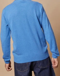 Pull 100% Cachemire 4 fils Harry col rond bleu vif