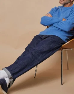 Pull 100% Cachemire 4 fils Harry col rond bleu vif