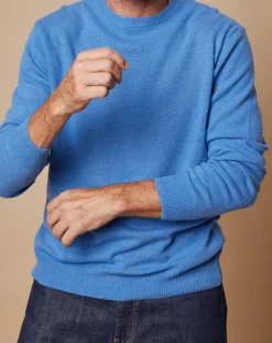 Pull 100% Cachemire 4 fils Harry col rond bleu vif