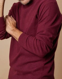 Pull 100% Cachemire 4 fils Harry col rond bordeaux