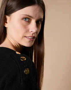 Pull 100% Cachemire 4 fils Jane col bateau noir