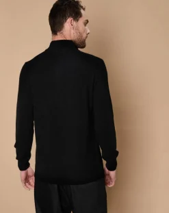 Pull 100% Cachemire 4 fils John col camionneur noir/gris