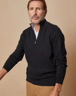 Pull 100% Cachemire 4 fils John col camionneur noir/gris