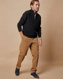 Pull 100% Cachemire 4 fils John col camionneur noir/gris