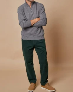 Pull 100% Cachemire 4 fils John col camionneur gris anthracite/marine