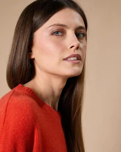 Pull 100% Cachemire 4 fils Ophélie col rond orange brique