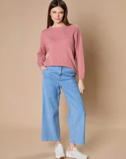 Pull 100% Cachemire 4 fils Ophélie col rond vieux rose