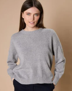 Pull 100% Cachemire 4 fils Ophélie col rond gris chiné foncé