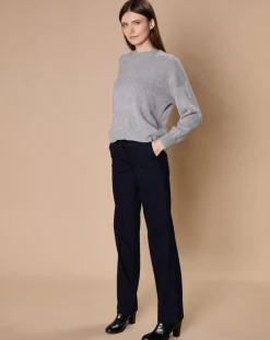 Pull 100% Cachemire 4 fils Ophélie col rond gris chiné foncé